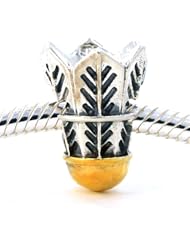 .925 Sterling Silver " Shuttle Cock Charm " for Pandora Chamilia Kays Troll European Story Charm Bracelets