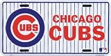 Cubs Classic Metal Auto Tag Embossed