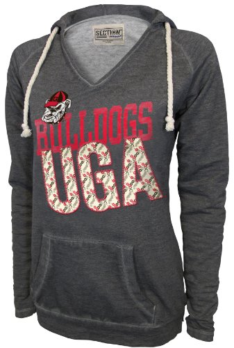 NCAA Georgia Bulldogs Women's Sassy V-Neck Pullover, Lt. Charcoal, Medium On Sale