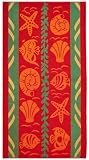 Coral Shells & Fish Orange Green - Terry Jacquard Beach Towel size 30x60 - 400 grams 100% Pure Ringspun Cotton - Brilliant intense vibrant colors - Highly absorbent easy care machine wash - Use for picnic poolside or a colorful bath towel - Save 53%