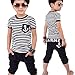 Shensee Cool Summer Children Clothing Boys Navy Striped T-shirt + Pants Suits
