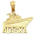 14K Gold Alaska Cruise Ship Charm Travel Jewelry 13.5mm