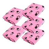 LUXMO 5pcs Pink Pet Dog Cat Puppy Kitten Soft Warm Blanket Mat Doggy with Paw Prints Cushion Lovely Design