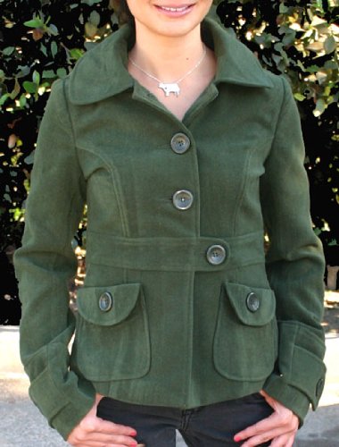 BB Dakota Golan Forest Green Hooded Faux Wool Jacket