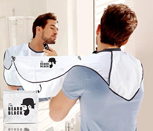 Beard Catcher Apron, Shaving Hair Clippings &amp; Beard Catcher Bib, Facial Hair Trimmings Catcher With Glass Hook For Bathroom Mirror, No More Mess Stop Clogging Your Sink, Cover Shoulders and Easy Clean
