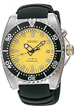 Seiko #SKA367P2 Men's Kinetic 200m Diver Watch with Rubber Strap (Yellow Face/Black Bezel)