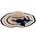 Vbiger Fashion Women Large-Brim Straw Bowknot Hat Mixed-color Stripe Beach Summer Sun Hats (Azure)