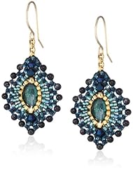 Miguel Ases Blue Gold Stone Lotus Earrings