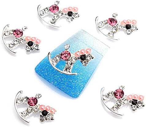 ECBASKET 10pcs 3D Mix Pearl Rhinestone Silver Hobbyhorse Nail Art Decorations Alloy Nail Art Tips DIY Nail Art Decoration