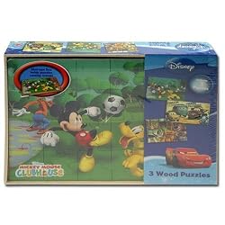 DISNEY - 3 Real Wood Puzzles: Toy Story, Cars and Mickey Mouse