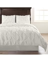 Home: Pinch Pleat White Color Queen Size 4-Piece Comforter Set, Bed Cover by Cozy Beddings - Cozy Beddings