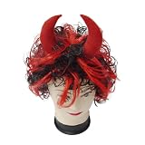 Red & Black Devil Wig ~ Halloween Devil Costume Accessories