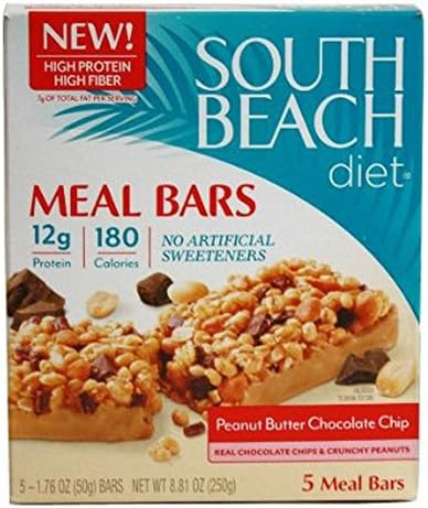 South Beach Diet Peanut Butter Chocolate Chip Meal Bar, 1.76 Ounces, 5-count (Pack of 2)