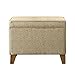 HomePop Upholstered Storage Ottoman with Hinged Lid, Tan