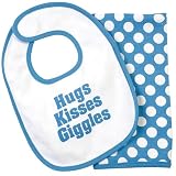 Elegant Baby Dots Bib and Burp in Blue