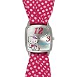Pink and White Polka Dot Square-Face Watch