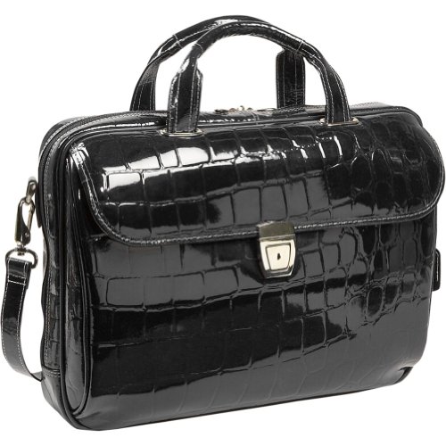 Siamod 35515 Settembre Italian Leather Medium Ladies Laptop Brief (Black)
