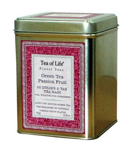 Tea Of Life Green Tea Series, Passion Fruit, 50-Count, 3.2-Ounce Tin (Pack of 12) by Tea Of Life