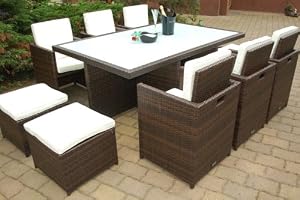 Amazon.de: Gartenmöbel PolyRattan Essgruppe Tisch mit 6 ...