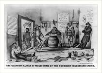 Historic Print (L): The voluntary manner in which some of the Southern volunteers enlist / Thos. Worth, del.