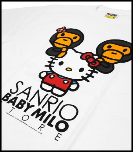 Size【XL】A BATHING APE(エイプ) MILO(マイロ) 青山限定×SANRIO 09AWキティ＆リサ＆マイロT 白【白】【新品】