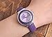 Top Plaza Fashion Women's Cuff Watch, Round Case PU Leather Band, Purple