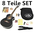 8 Teile Set Elektro Akustik Westerngitarre schwarz mit 4 Band EQ Pickup / Tonabnehmer und Zubeh�rset: gepolsterte Tasche, Gurt, Ersatzsaiten, digitales LCD Stimmger�t, Alice Extra Light Ersatzsaiten und Anf�ngerkurs als Buch und CD
