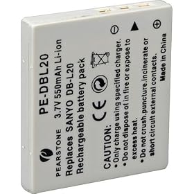 Pearstone DB-L20 Lithium-Ion Battery (3.7V, 550mAh)Replaces the Sanyo DB-L20