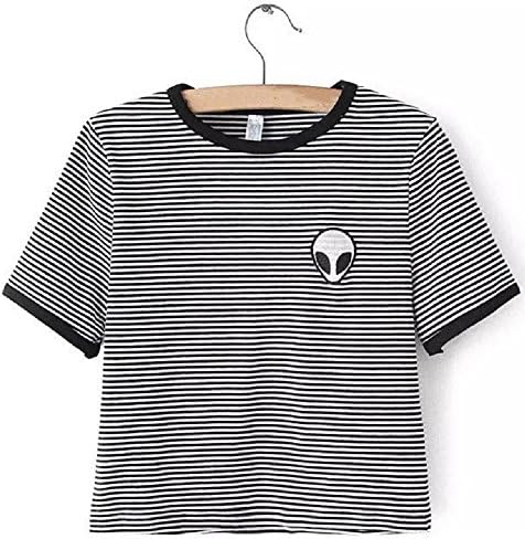 Ugotech Big Girls's Alien Crop Top Women Slim Tees Small X-Small Strip