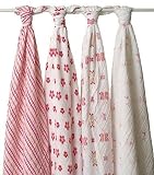 Aden + Anais Pink Muslin Cotton Swaddle Blankets 4 Pack