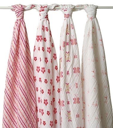 Aden + Anais Pink Muslin Cotton Swaddle Blankets 4 Pack