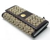 AUTHENTIC COACH ERGO PATENT SIGNATURE CHECKBOOK WALLET 41078 (Khaki/Chocolate)