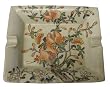 Asian rectangular plate / ashtray, Pomegranate design - hand painted porcelain, pale green celadon color