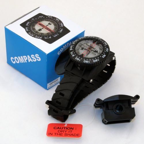 Waterproof Underwater Compass w/ wrist strap hose mount for Freediving Spearfishing Scuba dive Snorkel Kayak Canoe