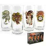 Official Licensed Don Ed Hardy Asian Hi-Ball Glass Set
