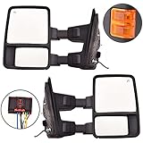 DEDC Pair 99-15 Ford F250 F350 F450 Super Duty Towing Mirrors Manual Telescopic With Signal Lights Fits 1999 2000 2001 2002 2003 2004 2005 2006 2007 2008 2009 2010 2011 2012 2013 2014 2015