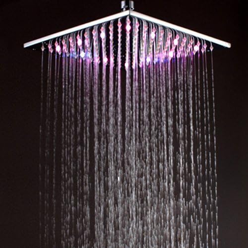 JiaYouJia 12-Inch Stainless Steel LED 7 Colors Shower Head,Polished Brushed Nickel