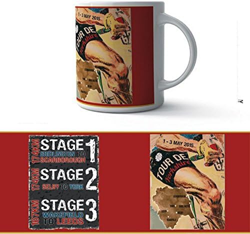 ARTIST DESIGNED COFFEE/TEA MUG - Art/Artwork Comes From A Collection Of Licensed Classic, Retro, Vintage, Antique And Original Designs - This "Tour de Yorkshire - Stages 1, 2 & 3 [bicycle race]" Mug Has A Lovely Decorative Design/Theme - Perfect For A Delicious Cup Of Coffee, Tea, Hot Cocoa & More! - Makes A Wonderful Gift!