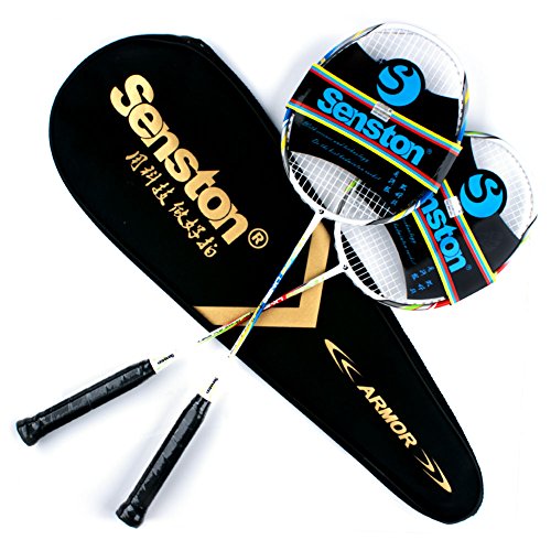 Senston Two pieces Graphite Shaft Badminton Racquet,Badminton Racket Set,Including Badminton Bag,Set of 2