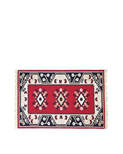 Tapis a Porter Tappeto Doubleface Milas Rosso/Avorio/Multicolore 200 x 300 cm