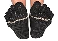 ToeSox Yoga / Pilates Organic Cotton Toe Socks (Medium, Black)
