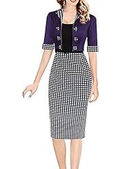 Sexy Lace Fitted Vintage Cocktail Knee Length Plaid Print Cotton/Polyester/Spandex Elbow Length Sleeves Homecoming Dress/Party Dress 