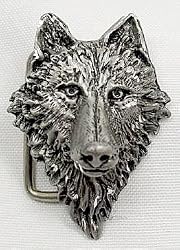 Wolf Head Diamondcut Pewter Buckle