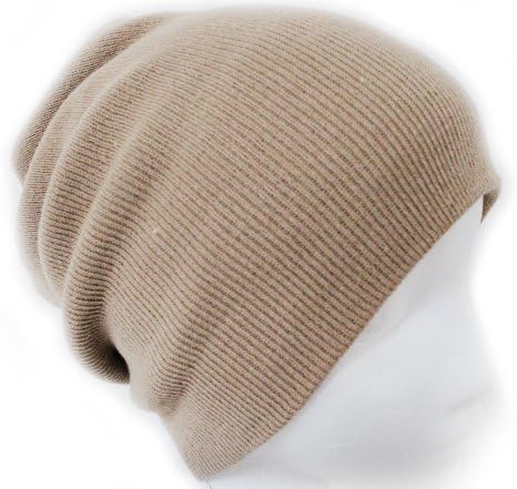 Ribbed Beanie Hat Slouch Style Skull Cap Ski Hat Sand/Beige