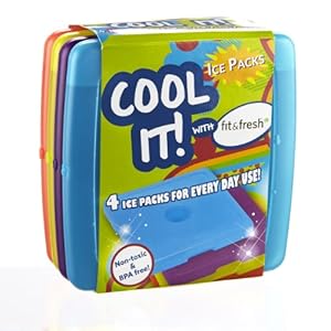 Fit & Fresh Cool Coolers Slim Lunch Ice Packs, Multicolored - Set of 4