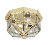 51z92%2BZEc3L. SL160  Livex Lighting 7012 02 Home Basics 3 Light Polished Brass Flush Mount with Clear Beveled Glass