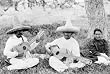 1906 photo Street musicians, Guanajuato, Mex. Two men playing guitar and harp.