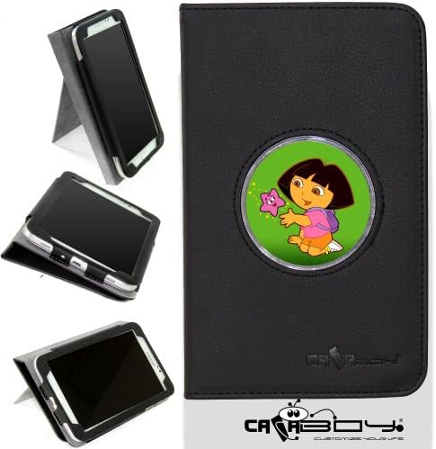 New Samsung Galaxy Tab 4 7 inch leather Case By Calaboy- Interchangeable Design - Personalized Picture Frame w Dora the explorer Logo (c3)