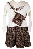 Good Lad Fall/Winter Girls Appliqued Leopard Print Hoodie Dress with Matching Purse