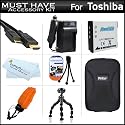 Must Have Accessories Kit For Toshiba Camileo BW10 Waterproof HD Video Camera Includes Extended Replacement (900 maH) PX1686 Battery + Ac/Dc Travel Charger + Mini HDMI Cable + Hard Case + FLOAT STRAP + 7" Flexible Tripod + More